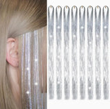 PACK OF 6Pcs - Vibrant Glitter Hair Tinsel Extensions (Heat Resistant)
