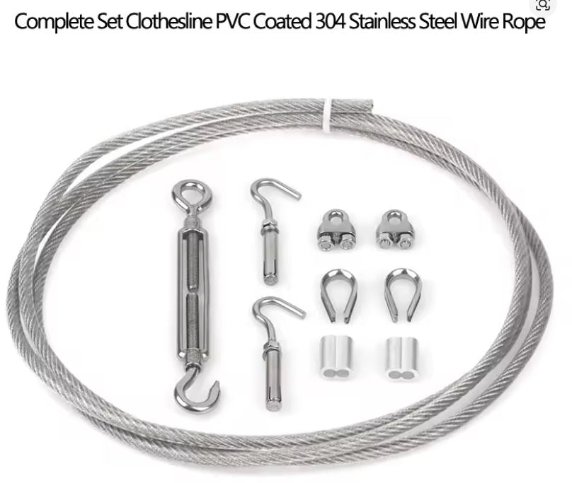 3m/10ft Clothesline Plastic Coated 304 Stainless Steel Wire Rope