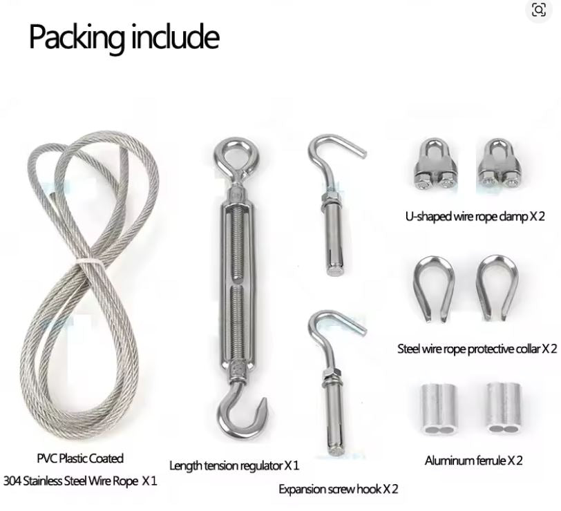 3m/10ft Clothesline Plastic Coated 304 Stainless Steel Wire Rope